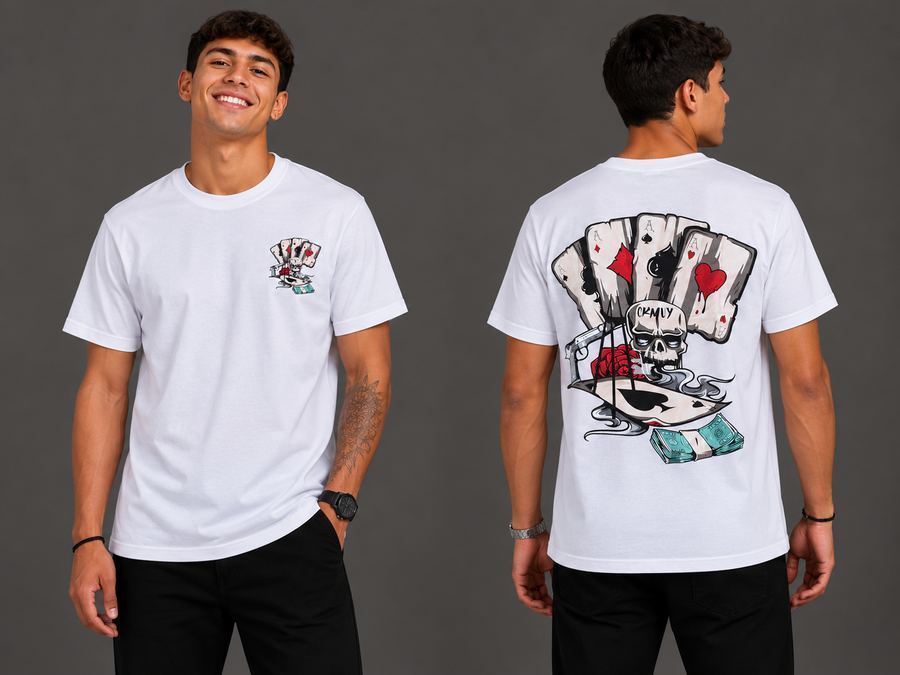 Camiseta Masculina Family Poker - Branca